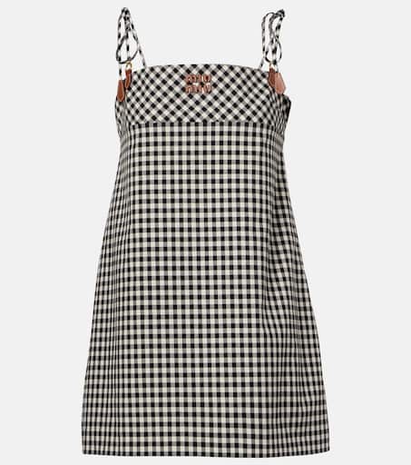Gingham cotton minidress in black - Miu Miu | Mytheresa