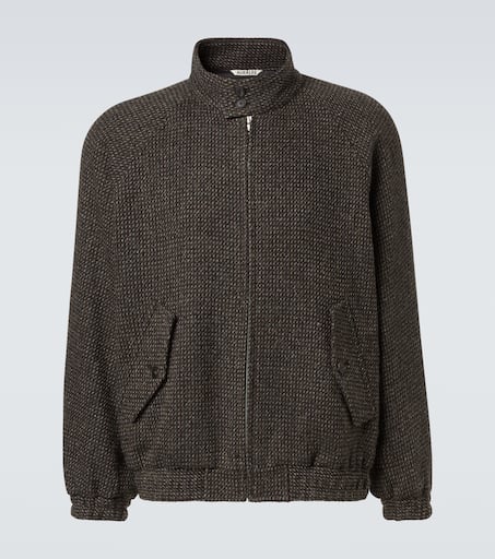 Wool, alpaca, and silk tweed blouson jacket in grey