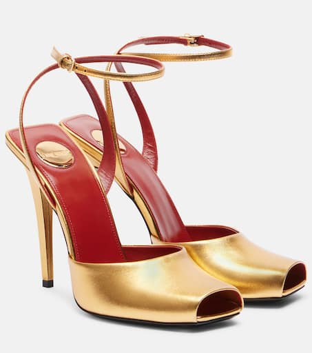 La Scandale 110 metallic leather sandals in gold - Saint