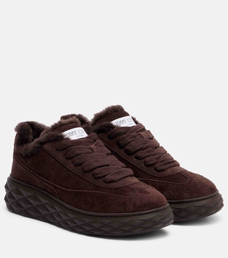 Diamond Maxi shearling-trimmed suede sneakers