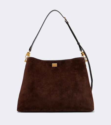 Vittoria Large suede shoulder bag in brown - Dolce Gabbana | Mytheresa