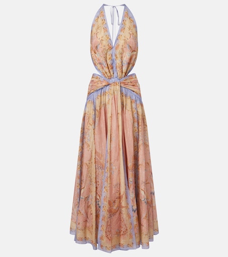 Indra cotton and silk-blend maxi dress in pink - Zimmermann | Mytheresa