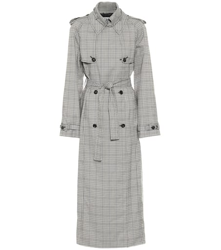 Grey check trench shop coat