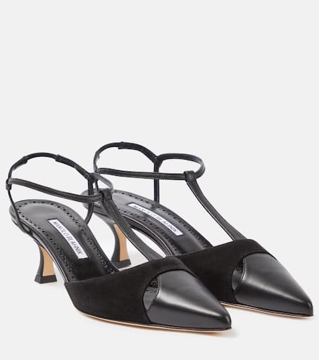 【Manolo Blahnik】 Gala 50 embellishedレザーサンダル Gala 50 embellished leather sandals in black - Manolo