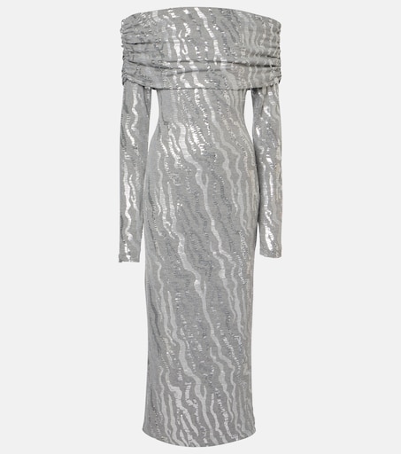 Sequined jersey midi dress