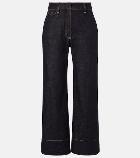High-rise wide-leg jeans in blue - Brunello Cucinelli