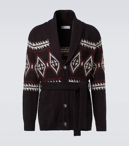 Brunello Cucinelli Jacquard wool, silk, and cashmere cardigan