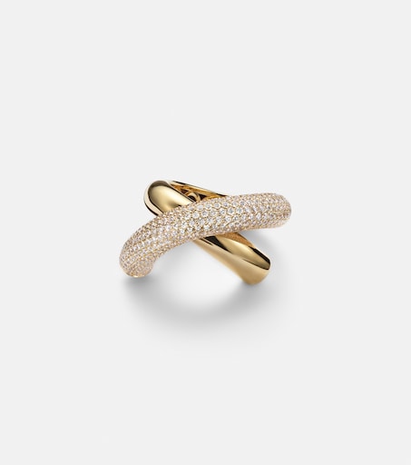 Cross Loop Big 18kt gold ring with diamonds in gold - Engelbert | Mytheresa