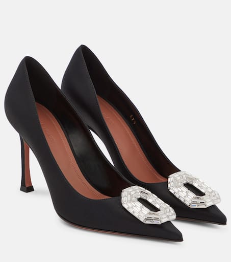 Camelia satin pumps in black - Amina Muaddi | Mytheresa