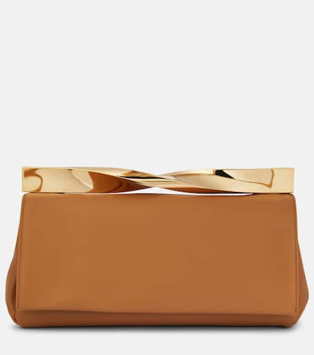 Aquazzura Twist クラッチバッグ Twist leather clutch in beige - Aquazzura | Mytheresa