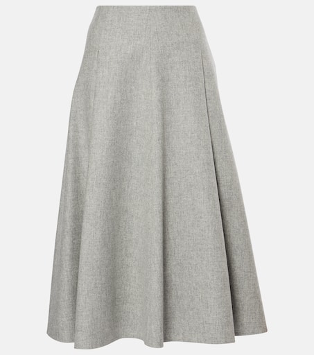BRUNELLO CUCINELLI★GREY COTTON SKIRT Cotton-blend midi skirt in grey - Brunello Cucinelli | Mytheresa
