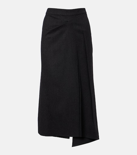 Draped virgin wool midi skirt in grey - Victoria Beckham | Mytheresa