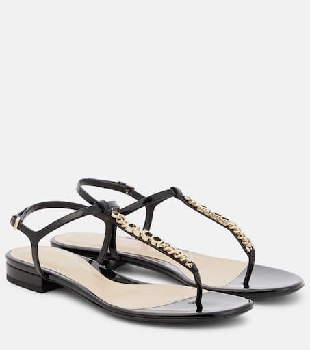 Gucci Signoria patent leather thong sandals in black Gucci Mytheresa
