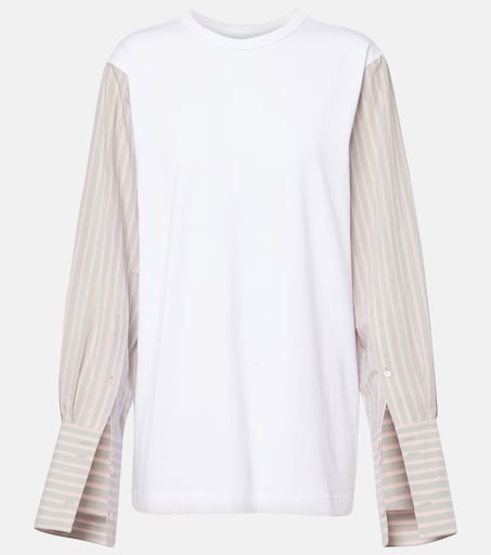 Deconstructed cotton-blend T-shirt in white - Dries Van Noten