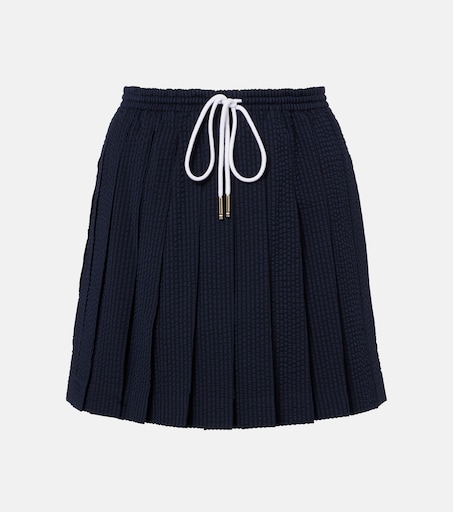 Pleated striped wool miniskirt in blue - Thom Browne | Mytheresa