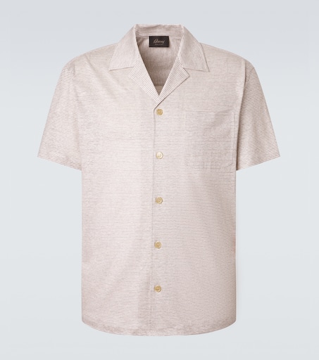 Brioni Striped linen and cotton shirt