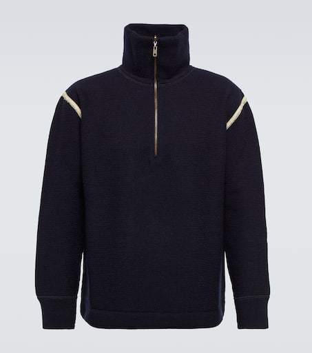 トップス 2017AW MAISON MARGIELA half zip knit M Wool half-zip sweater in blue - Maison Margiela | Mytheresa