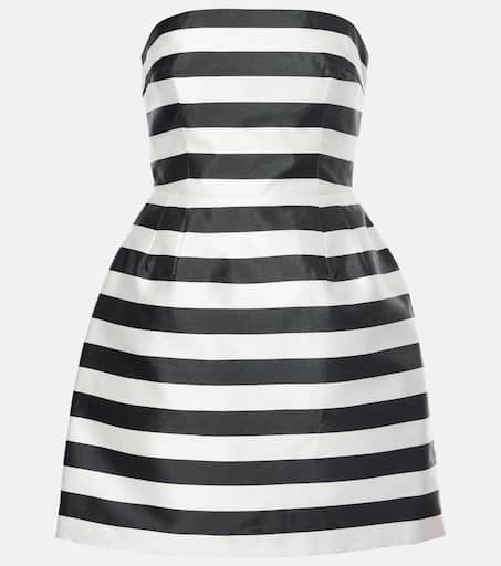 ◆関税込◆【REBECCA VALLANCE】Ariadne striped minidress Irene striped strapless minidress in black - Rebecca
