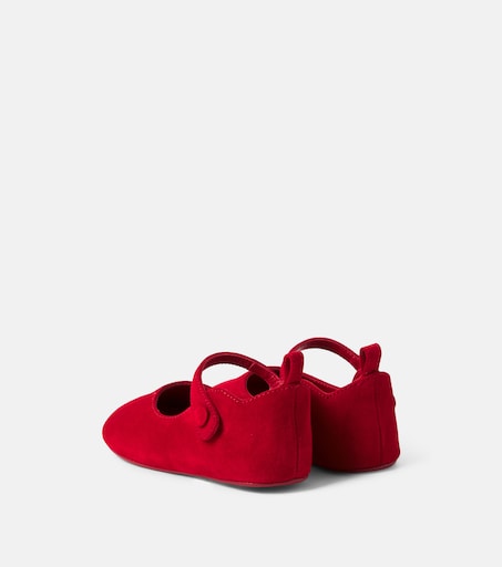 Christian Louboutin Kids 유아 러브 칙 스웨이드 발레리나 플랫
