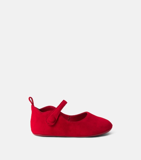 Christian Louboutin Kids 유아 러브 칙 스웨이드 발레리나 플랫
