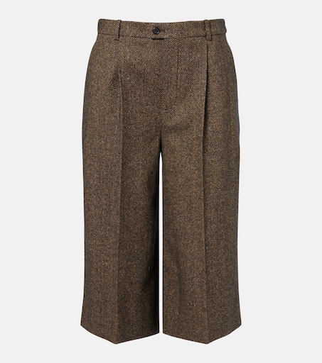 Herringbone wool-blend Bermuda shorts in brown - Saint Laurent