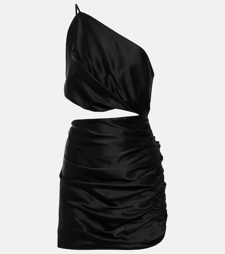 One-shoulder cutout silk minidress in black - The Sei