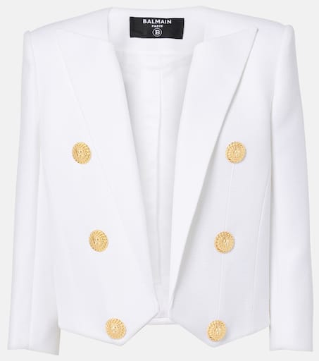 ジャケット BALMAIN Blazer Spencer White EF1SC225VF21 Balmain AUTH Peak Lapels Double Breasted Blazer 40