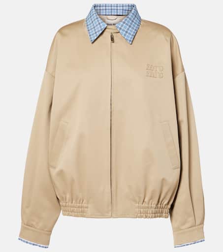 【関税&送料込】Miu Miu Chocolate Cotton Jacket Miu Miu Oversized Cotton Blouson Jacket | Neutrals | FARFETCH