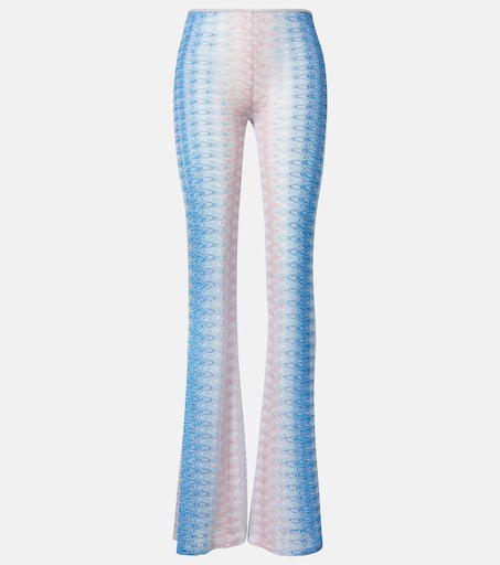 【Missoni】 Zig Zagフレアパンツ Zig Zag high-rise semi-sheer flared pants in multicoloured