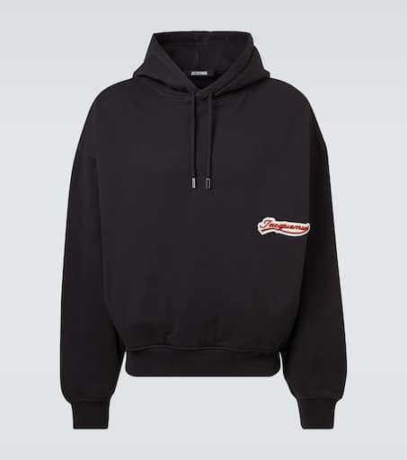 Montaigne logo cotton fleece hoodie in blue - Jacquemus