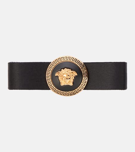 Biggie Medusa satin hair clip in black - Versace | Mytheresa