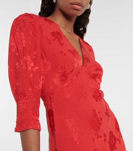 Zadie Floral Jacquard Midi Dress in Red - Rixo | Mytheresa