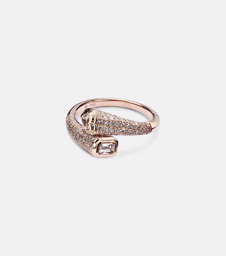 Bypass 18kt rose gold pinky ring with diamonds