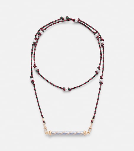 Candy Cane 18kt gold necklace with diamonds and enamel