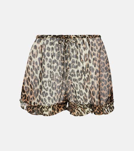 【関税＆送料込み】Ganni Yellow Viscose Shorts Ganni Shorts, Size 34 FR: Floral Print