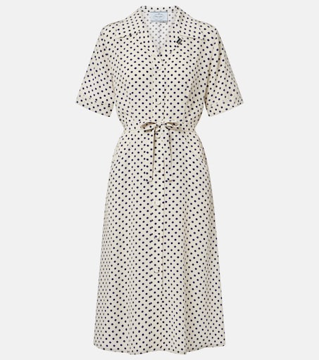 Polka-dot silk shirt dress in white - Prada | Mytheresa