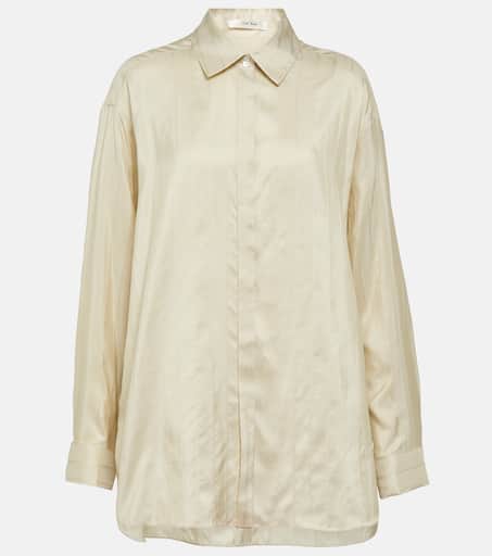 Tシャツ・カットソー [The Row] Janak Top in Silk, Cashmere, and Cotton Janak Top Grey in Silk, Cashmere, and Cotton – The Row