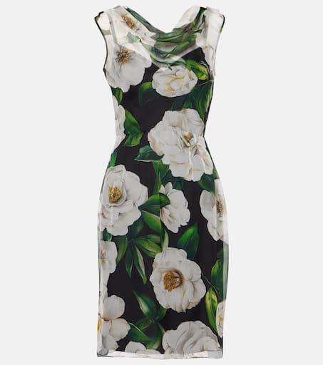 【SALE!!】DOLCE＆GABBANA シルク100％上品花柄フリルワンピース Dolce & Gabbana - Multicolor Floral Silk Chiffon Dress