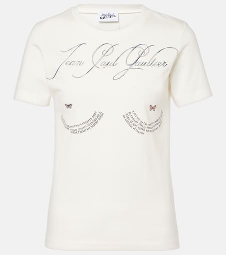 Jean Paul Gaultier　24AW ロゴプリントTシャツ Logo printed cotton jersey t-shirt in white - Jean Paul