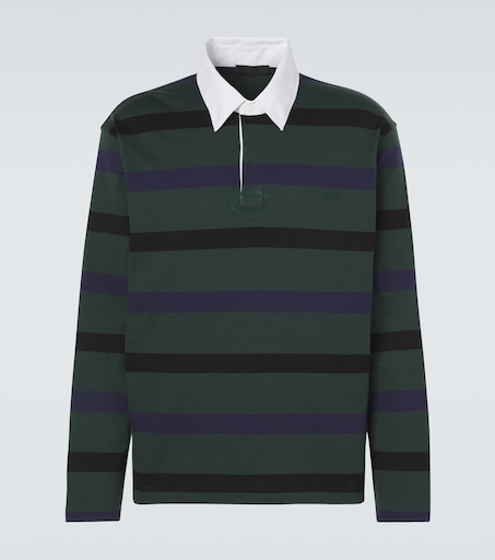 Striped cotton polo shirt in green - Prada | Mytheresa