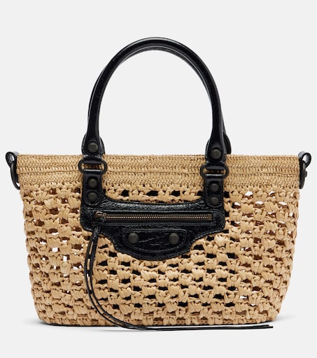 Le City Small raffia basket bag in beige - Balenciaga | Mytheresa