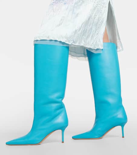 Knee high leather boots in blue Acne Studios Mytheresa