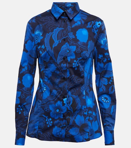 Floral cotton-blend shirt in blue - Etro | Mytheresa