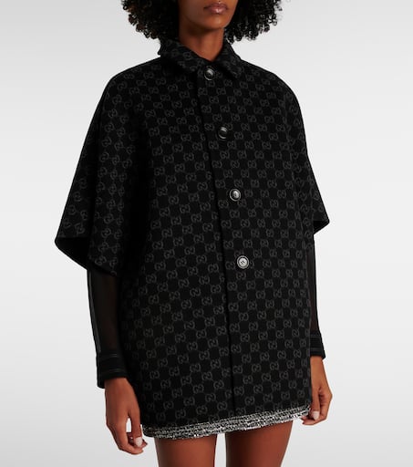 コート GUCCI Wool and silk crepe coat with all-over GG motif Wool and silk crepe coat with all-over GG motif GUCCI