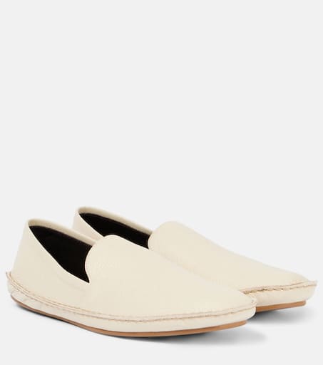 フラットシューズ [The Row] Vasko Slip On Shoe in Leather Vasko Slip On Shoe Brown in Leather – The Row