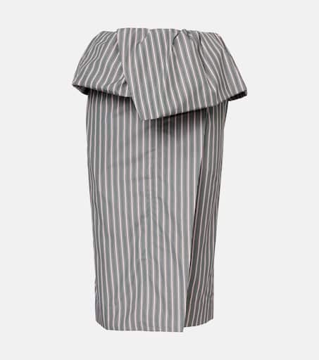 Striped cotton poplin midi skirt in white - Dries Van Noten