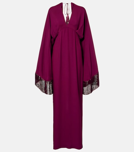 Magnifique fringed gown in purple - Taller Marmo | Mytheresa Magnifique fringed gown in purple - Taller Marmo | Mytheresa
