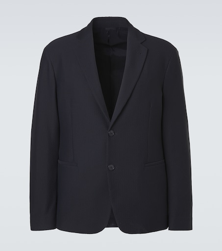 Waffle-knit blazer in blue - Giorgio Armani | Mytheresa