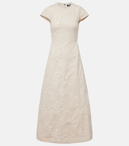 ROTATE フローラルジャガードミディドレス Floral jacquard midi dress in white - Rotate | Mytheresa
