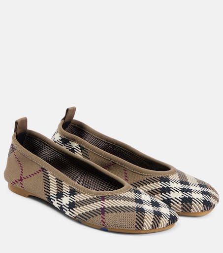 フラットシューズ [Burberry] Check Pattern Flat Shoes Burberry Check jacquard ballet flats in beige - Burberry